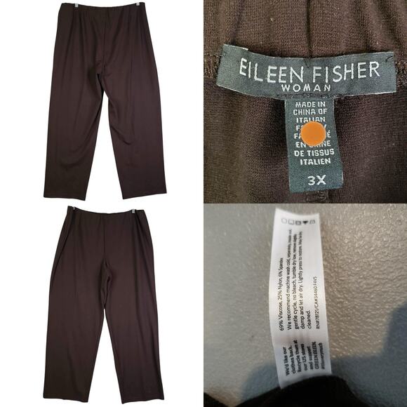 Eileen Fisher Pants - Eileen Fisher Pants Women’s Plus Size 3X Brown Cropped Straight Leg Stretch